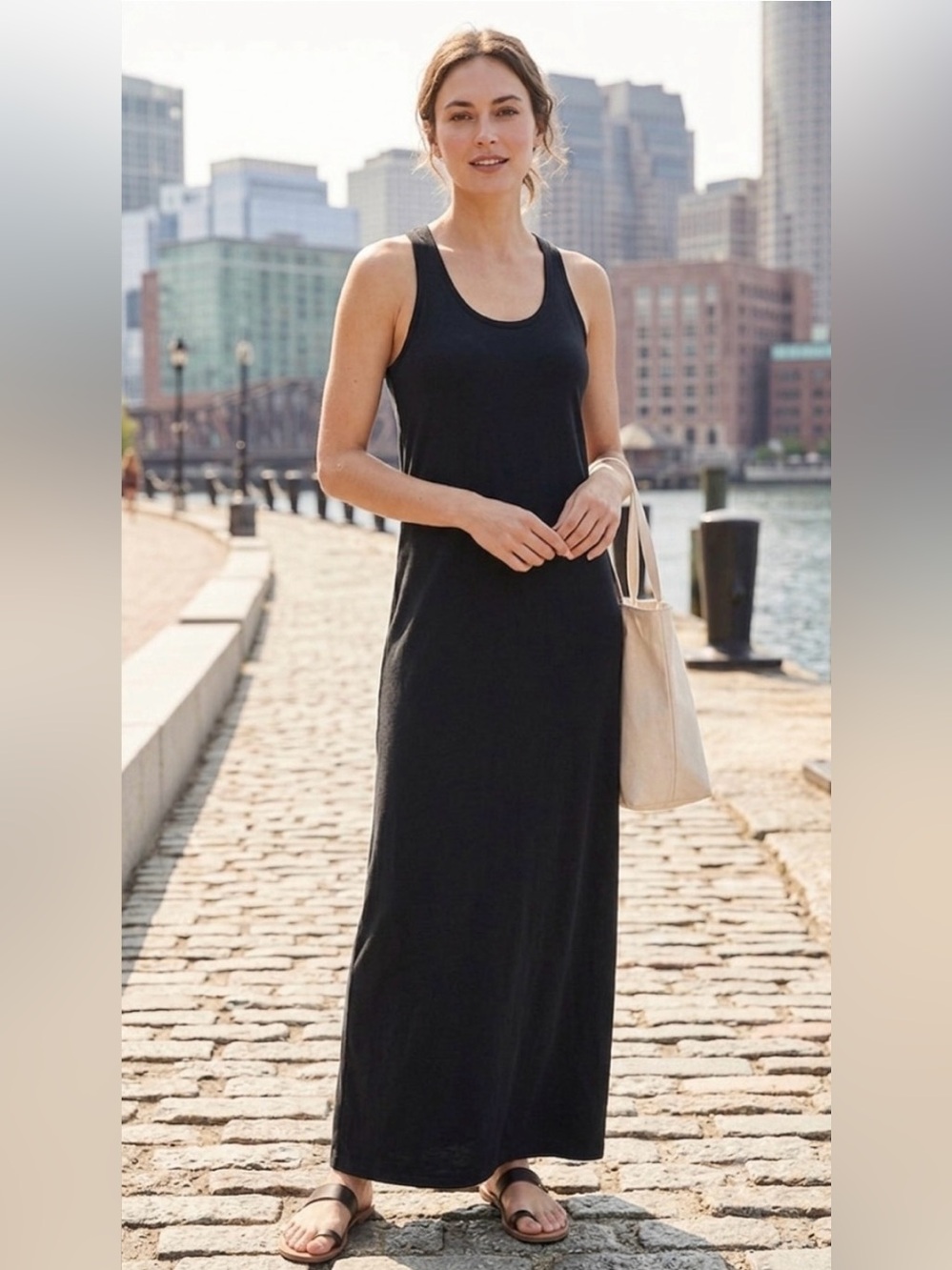 LOFT Black Scoop Neck Tank Maxi Dress